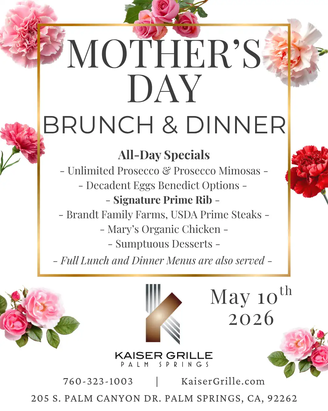 Kaiser Grille Palm Springs Mothers Day Flyer